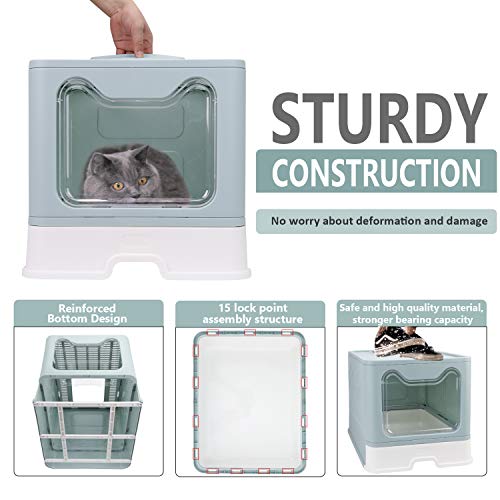 Foldable Enclosed Cat Litter Box with Scoop
