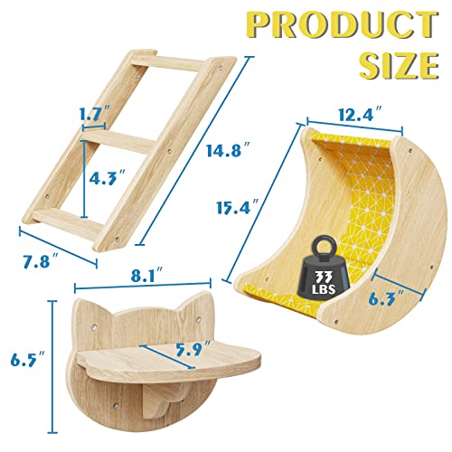Solid Wood Cat Shelves and Perches - Set of 3