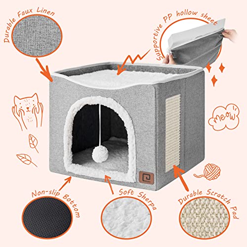 Modern Grey Cat Cube with Scratch Pad & Hideaway
