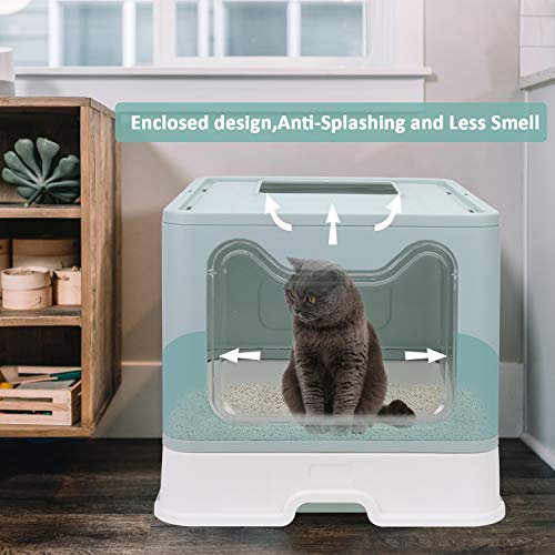 Foldable Enclosed Cat Litter Box with Scoop
