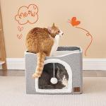 Modern Grey Cat Cube with Scratch Pad & Hideaway