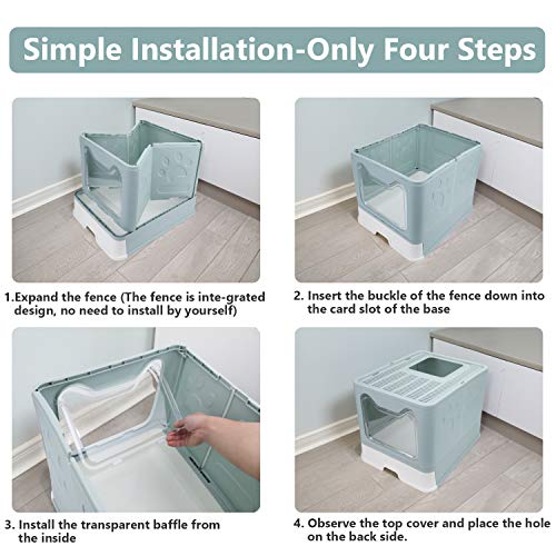 Foldable Enclosed Cat Litter Box with Scoop