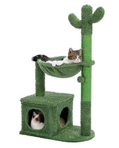 MUTTROS Cactus Cat Tree 40" Cat Tower with Large Metal Carpet Hammock