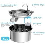 Tomxcute Stainless Steel Cat Water Fountain - 3.2L