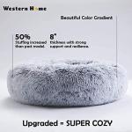 Faux Fur Calming Cat Bed for Indoor Pets (20", Light Grey)
