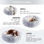 Faux Fur Calming Cat Bed for Indoor Pets (20", Light Grey)