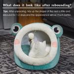 Jiupety Cute Cat Bed, Indoor Lovely Crystal Velvet Igloo for Cat and Small Dog, Warm Cave Sleeping Nest Bed for Puppy and Kitten, Green Frog, M.