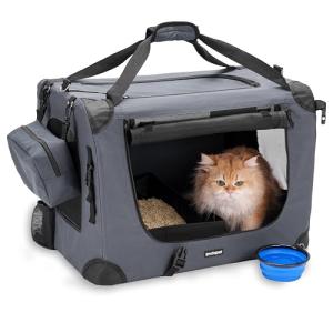 Prutapet Large Cat Carrier 24"x16.5"x16.5" Soft-Sided Portable Pet Crate