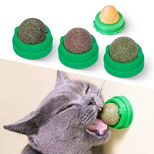 Potaroma Catnip Toys Balls 4 Pcs, Extra Cat Energy Ball, Edible Kitten Silvervine Toys