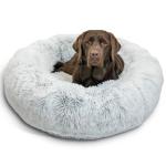 Sheri's Calming Donut Cat and Dog Bed, Shag Fur Frost