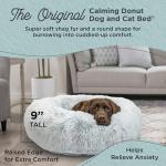 Sheri's Calming Donut Cat and Dog Bed, Shag Fur Frost