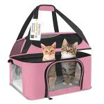 Bejibear Soft-Sided Cat Carrier Bag Backpack Portable Breathable Collapsible Pet Carrier for Cats Kitten Puppy Small Dogs - Pink