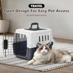 Athena Collection 18" Hard-Sided Travel Pet Carrier for Small Dogs and Cats, Plastic Dog Crate with 2-Door Top & Front Load & Ventilation & Security Lock, Cat Dog Carrier for Pet, up to 10lbs, Grey