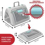 SportPet Designs Sport Pet Foldable Travel Cat Carrier with A Waterproof Bed - Front Door Plastic Collapsible Carrier, Gray (CM-10064-CS01)