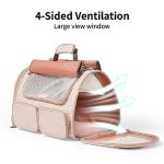 FUKUMARU Cat Carrier, 4 Mesh Windows Small Dog Carrier, 4 Storage Pockets Cat Travel Bag, Under 15 lb Airline Approved Pet Carrier, Rollable Cover for Nervous Cats, Pink