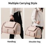 FUKUMARU Cat Carrier, 4 Mesh Windows Small Dog Carrier, 4 Storage Pockets Cat Travel Bag, Under 15 lb Airline Approved Pet Carrier, Rollable Cover for Nervous Cats, Pink