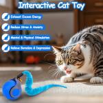 Interactive Cat Toy Ball - Speedy Cat Toys for Indoor Cats with Feather Tails for Chasing, Moving Stimulation Smart Cat Toy for Enrichment, Motion Activated Automatic Rolling Toys to Keep Them Busy