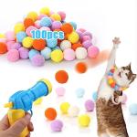 AIERSA Interactive Cat Toys - 100pcs Pom Pom Balls with Launcher Set for Indoor Cats, Kitten Enrichment