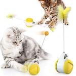HESHPAWS Interactive Cat Toys Catnip Ball Toy,Cat Toys Chaser for Indoor Cats,Cat Balance Swing Car Toy,360 Degree Self Rotating Ball Car Toy (Yellow)