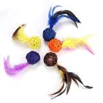 5PCS Cat Catch Chewing Toys, Pet Kitten Kitten Plush Play Toy CInteractive Chaser Teaser Toy olorful Rattan Balls with Feather Ring Bell Playthings for Cats Puppy Kitty Kitten Pets Novelty Gift