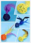 5PCS Cat Catch Chewing Toys, Pet Kitten Kitten Plush Play Toy CInteractive Chaser Teaser Toy olorful Rattan Balls with Feather Ring Bell Playthings for Cats Puppy Kitty Kitten Pets Novelty Gift