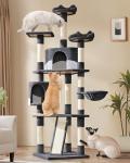 Yaheetech 79in Multi-Level Cat Trees Indoor Cat Tower with Sisal-Covered Scratching Posts, Plush Perches and Condo for Kittens, Cats and Pets - Dark Gray and White