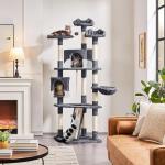 Yaheetech 79in Multi-Level Cat Trees Indoor Cat Tower with Sisal-Covered Scratching Posts, Plush Perches and Condo for Kittens, Cats and Pets - Dark Gray and White