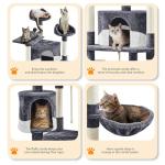 Yaheetech 79in Multi-Level Cat Trees Indoor Cat Tower with Sisal-Covered Scratching Posts, Plush Perches and Condo for Kittens, Cats and Pets - Dark Gray and White