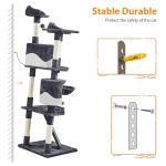 Yaheetech 79in Multi-Level Cat Trees Indoor Cat Tower with Sisal-Covered Scratching Posts, Plush Perches and Condo for Kittens, Cats and Pets - Dark Gray and White