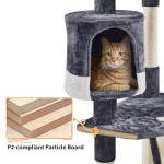 Yaheetech 79in Multi-Level Cat Trees Indoor Cat Tower with Sisal-Covered Scratching Posts, Plush Perches and Condo for Kittens, Cats and Pets - Dark Gray and White