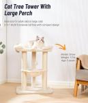 Happi N Pets 28" Large Cat Tree Tower for Indoor Cats, Cat Scratch Post with Large Bed for Maine Coon Big Cats, Sisal Cat Scratcher with Soft Perch & Hammock, Stable Cat Stand, Removable Cover-Beige
