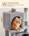 Feandrea Cat Tree, 61-Inch Cat Tower for Indoor Cats, Plush Multi-Level Cat Condo with 5 Scratching Posts, 2 Perches, 2 Caves, Hammock, 2 Pompoms, Light Gray UPCT192W01