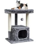 SYANDLVY Cat Tree for Indoor Cats Large Adult, Modern Activity Tower with Scratching Posts, Condo with Plush Perch, Climbing Stand with Spring Ball for Play, Grey