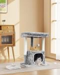 SYANDLVY Cat Tree for Indoor Cats Large Adult, Modern Activity Tower with Scratching Posts, Condo with Plush Perch, Climbing Stand with Spring Ball for Play, Grey