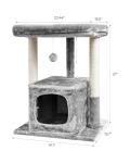 SYANDLVY Cat Tree for Indoor Cats Large Adult, Modern Activity Tower with Scratching Posts, Condo with Plush Perch, Climbing Stand with Spring Ball for Play, Grey