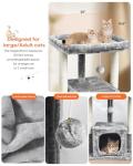 SYANDLVY Cat Tree for Indoor Cats Large Adult, Modern Activity Tower with Scratching Posts, Condo with Plush Perch, Climbing Stand with Spring Ball for Play, Grey