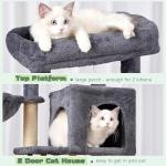 Gitelsnour Cat Tree, Cat Tower for Indoor Cats, 43.3 inch Cat Tree Tower with Sturdy Steel Tube, Hammock, Cat Condo for Small Cats and Kittens, Scratching Post, Smoky Gray GCT004SG