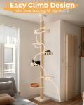Veehoo Floor to Ceiling Cat Tree Height(106-123 Inch) Adjustable, Sturdy Tall Cat Tree with 4.3" Thickened Scratching Posts, Floor to Ceiling Cat Tower for Indoor Cats