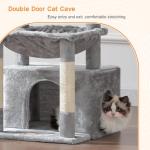 Heybly Cat Tree, Kitten Tower with Large Soft Cat Basket, Cat Condo with Spacious Cat Bed Cave with Hidden Space, Sisal-Covered Scratching Posts, Dangling Ball for Indoor Cats, Light Gray HCT008SW