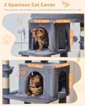 Taoqimiao Cat Tree, 77-Inch Cat Tower for Large Cats Multi-Level Cat Condos for Indoor Cats with 2 Condos, Extra-Lagre Platform, 2 Hanging Baskets, Hammock, 8 Scratching Posts, MS044G Smoke Gray