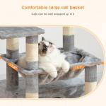 Heybly Cat Tree, Kitten Tower with Large Soft Cat Basket, Cat Condo with Spacious Cat Bed Cave with Hidden Space, Sisal-Covered Scratching Posts, Dangling Ball for Indoor Cats, Light Gray HCT008SW