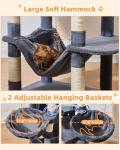 Taoqimiao Cat Tree, 77-Inch Cat Tower for Large Cats Multi-Level Cat Condos for Indoor Cats with 2 Condos, Extra-Lagre Platform, 2 Hanging Baskets, Hammock, 8 Scratching Posts, MS044G Smoke Gray