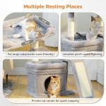 PEQULTI Small Cat Tree Tower for Large Adult Cats with Wide Top Perch, Private Cat Condo and Sisal Scratching Post&Pad for Indoor Cats, Gray