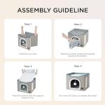 Bedsure Cat Beds for Indoor Cats - Large Cat Cave for Pet Cat House with Fluffy Ball Hanging and Scratch Pad, Foldable Cat Hideaway, 16.5x16.5x13 inches, Grey