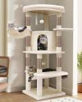 Globlazer Corner Cat Tree, 51in Curved Series Modern Cat Tower for Indoor Cats with Hammock, 7 Sisal Scratching Posts, Large Fan-Shaped Platform for Large Cats, Cat Condo & Hanging Basket, C51, Beige​