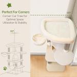 Globlazer Corner Cat Tree, 51in Curved Series Modern Cat Tower for Indoor Cats with Hammock, 7 Sisal Scratching Posts, Large Fan-Shaped Platform for Large Cats, Cat Condo & Hanging Basket, C51, Beige​