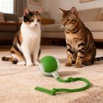 Smart Automatic Interactive Cat Ball Toy for Indoor Cats, 360° Self-Rotating Moving Kitten Toy with LED Light & Obstacle Avoidance, USB-C Rechargeable Motion Activated Chaser for Boredom & Exercise
