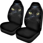 Ultra-Soft Black Cat Car Seat Covers - 2pc