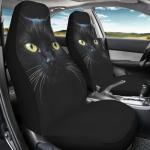 Ultra-Soft Black Cat Car Seat Covers - 2pc