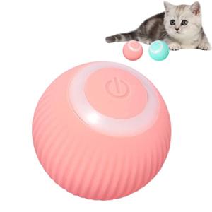 LeMall Smart Cat Toy, Type-C Rechargeable Smart Ball 360 Self Auto Rotating Interactive Cat Toys Ball with LED Light for Indoor Cats Kittens Puppy Stimulate Hunting Instinct Chasing Pink